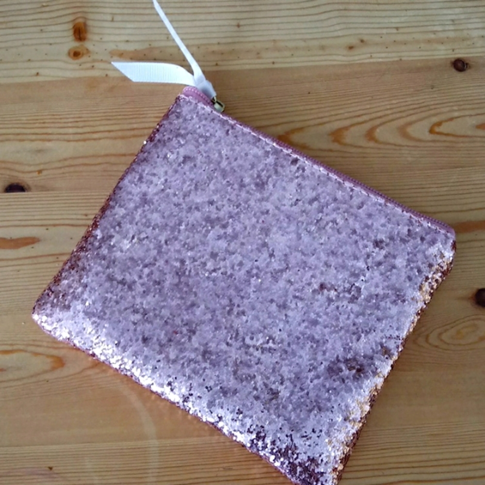 Pink glitter makeup pouch